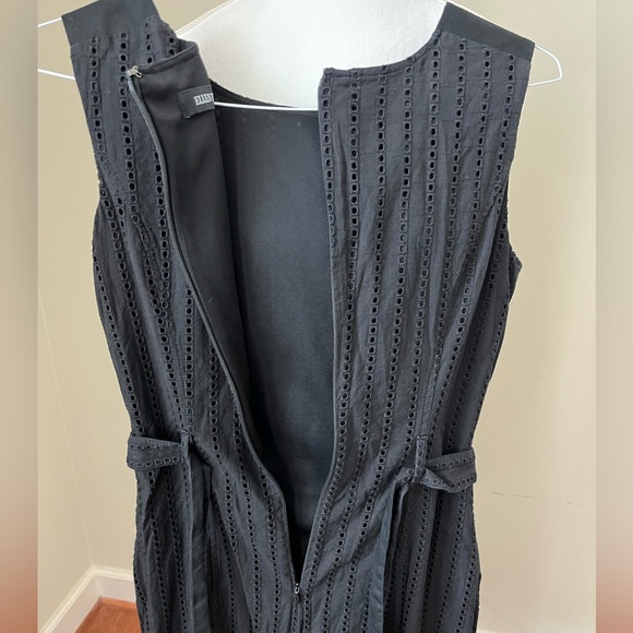 Ellen Tracy Black Eyelet Sheath Dress- 4 - Picture 4 of 7